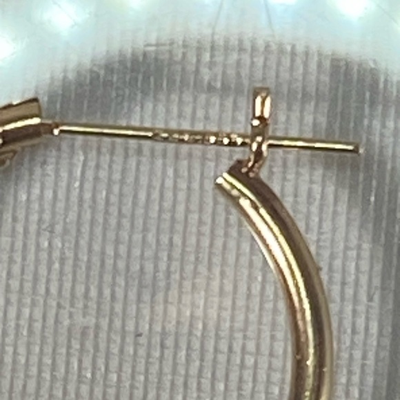 14K YELLOW GOLD classic small hoop earrings REAL GOLD - Picture 7 of 12